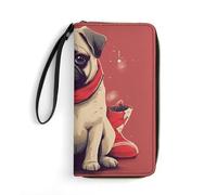 QMNLKH Stylish And Durable Fantastic Dog Printed Leather Wallet: A Must-have Storage Bag for The Holidays, Suitable for Storing ID Cards, Various Cards And Change, Imaginative Pug, 19.7x10.5cm