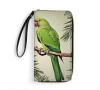 QMNLKH Stylish And Durable Hawaiian Flower Print Printed Leather Wallet: A Must-have Storage Bag for The Holidays, Suitable for Storing ID Cards, Various Cards And Change, Couple Parrots Olive