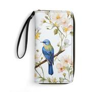 QMNLKH Stylish And Durable Hawaiian Flower Print Printed Leather Wallet: A Must-have Storage Bag for The Holidays, Suitable for Storing ID Cards, Various Cards And Change, Watercolor flowers and birds