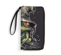 QMNLKH Stylish And Durable Jet Plane Printed Leather Wallet: A Must-have Storage Bag for The Holidays, Suitable for Storing ID Cards, Various Cards And Change, Frog Wearing Witch Hat, 19.7x10.5cm