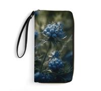 QMNLKH Stylish And Durable Many Zombie Printed Leather Wallet: A Must-have Storage Bag for The Holidays, Suitable for Storing ID Cards, Various Cards And Change, Blue Buds, 19.7x10.5cm