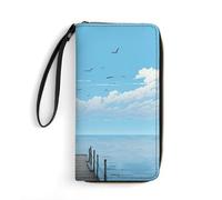 QMNLKH Stylish And Durable Many Zombie Printed Leather Wallet: A Must-have Storage Bag for The Holidays, Suitable for Storing ID Cards, Various Cards And Change, Beside the Pier, 19.7x10.5cm