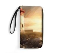 QMNLKH Stylish And Durable Many Zombie Printed Leather Wallet: A Must-have Storage Bag for The Holidays, Suitable for Storing ID Cards, Various Cards And Change, A Lighthouse, 19.7x10.5cm