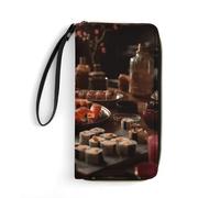 QMNLKH Stylish And Durable There Is A Car Under The Tree Printed Leather Wallet: A Must-have Storage Bag for The Holidays, Suitable for Storing ID Cards, Various Cards And Change, Sushi Platter