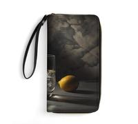 QMNLKH Stylish And Durable There Is A Car Under The Tree Printed Leather Wallet: A Must-have Storage Bag for The Holidays, Suitable for Storing ID Cards, Various Cards And Change, Glass of Ice Water