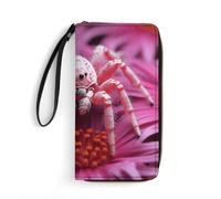 QMNLKH Stylish And Durable There Is A Car Under The Tree Printed Leather Wallet: A Must-have Storage Bag for The Holidays, Suitable for Storing ID Cards, Various Cards And Change, Red Spider on Flower