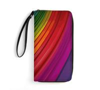 QMNLKH Stylish And Durable Tie Dye Printed Leather Wallet: A Must-have Storage Bag for The Holidays, Suitable for Storing ID Cards, Various Cards And Change, Rainbow Color stripe, 19.7x10.5cm