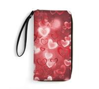 QMNLKH Stylish And Durable Valentine's Day Love Heart Printed Leather Wallet: A Must-have Storage Bag for The Holidays, Suitable for Storing ID Cards, Various Cards And Change
