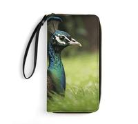 QMNLKH Stylish And Durable Wave Design Printed Leather Wallet: A Must-have Storage Bag for The Holidays, Suitable for Storing ID Cards, Various Cards And Change, Animals That Open Their Tails