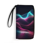 QMNLKH Stylish And Durable Wave Design Printed Leather Wallet: A Must-have Storage Bag for The Holidays, Suitable for Storing ID Cards, Various Cards And Change, Wave Design, 19.7x10.5cm