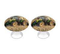 QMNLKH Tractor Farm Wheat Harvest Cabinet Knobs for Home, Round Drawer Pulls for Kitchen, Personalized Cupboard Handles with Screw, Fashion Dresser Knobs for Office, Drawer Handles, 2 Packs
