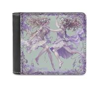 QMNLKH Two Fairies Dancing Wallet for Men, Capacity Bifold Passcase with Card Slots for Travel, Slim Money Clip with Coin Purse, Leather RFID Blocking Wallets with ID Windows for Gift