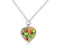 QMNLKH Various Fruits Pet Cremation Jewelry for Women, Heart-Shaped Urn Necklaces for Ashes, Urn Holder Pendant Keepsake for Men, Dog Cat Necklace Pendants for Gift