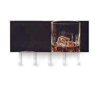 QMNLKH Whisky and Cigar Wall Mounted Key Rack for Home, No Drilling Key Holder with 5 Hooks, Self Adhesive Keys Chain Organizer for Hallway, Keys Hanger Shelf for Office, Doorway White