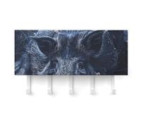 QMNLKH Wild Boar on The Ground Wall Mounted Key Rack for Home, No Drilling Key Holder with 5 Hooks, Self Adhesive Keys Chain Organizer for Hallway, Keys Hanger Shelf for Office, Doorway White