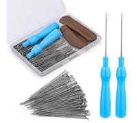 QMNNMA 100Pcs Needle Felting Needles, Needle Felting Tools, Wool Felting Needles with 2 Single Needle Handle Storage Box Fingercots, Needle Felting Supplies for Wool Felting Projects(S)