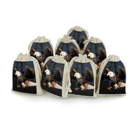 QMNRTK 3D Bald Eagle 8 PCS Muslin Bags with Drawstring Sachet Bags Empty Small Cotton Drawstring Bag Muslin Reusable & Washable Cotton Bag for Herb Spice Candy Soap Jewelry Wedding Gift Pouches