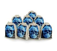 QMNRTK 3D Print Blue Skull 8 PCS Muslin Bags with Drawstring Sachet Bags Empty Small Cotton Drawstring Bag Muslin Reusable & Washable Cotton Bag for Herb Spice Candy Soap Jewelry Wedding Gift Pouches