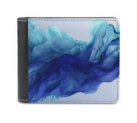 QMNRTK Abstract Blue Like Wave Leather Wallet Bifold Wallet for Men Women Rfid Blocking Bifold, Extra Capacity Ultra Strong Stitching Slim Billfold with 8 Card Slots, style, One Size