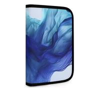 QMNRTK Abstract Blue Like Wave Multifunctional Compact Wallet Id Stronghold Waltlet Credit Card Holder Wallet Zipper Leather Case Purse Rfid Blocking Bifold Wallet for Men Women, style, One Size