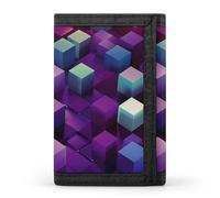 QMNRTK Abstract Color Cubes Purple Triple Fold Wallet,Slim Wallet Personalized Engraved Rfid Blocking Wallet for Men And Women, style, One Size