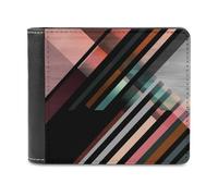 QMNRTK Abstract Triangle Striped Leather Wallet Bifold Wallet for Men Women Rfid Blocking Bifold, Extra Capacity Ultra Strong Stitching Slim Billfold with 8 Card Slots, style, One Size