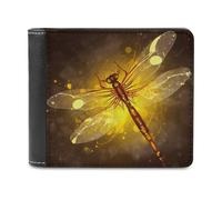 QMNRTK Abstract Yellow Dragonfly Leather Wallet Bifold Wallet for Men Women Rfid Blocking Bifold, Extra Capacity Ultra Strong Stitching Slim Billfold with 8 Card Slots, style, One Size