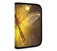 QMNRTK Abstract Yellow Dragonfly Multifunctional Compact Wallet Id Stronghold Waltlet Credit Card Holder Wallet Zipper Leather Case Purse Rfid Blocking Bifold Wallet for Men Women, style, One Size