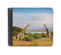 QMNRTK African Landscape And Giraffe Leather Wallet Bifold Wallet for Men Women Rfid Blocking Bifold, Extra Capacity Ultra Strong Stitching Slim Billfold with 8 Card Slots, style, One Size