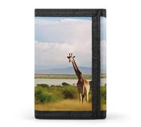 QMNRTK African Landscape And Giraffe Triple Fold Wallet,Slim Wallet Personalized Engraved Rfid Blocking Wallet for Men And Women, style, One Size