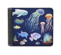 QMNRTK Aquatic Sea Animal Leather Wallet Bifold Wallet for Men Women Rfid Blocking Bifold, Extra Capacity Ultra Strong Stitching Slim Billfold with 8 Card Slots, style, One Size