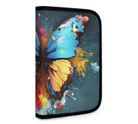 QMNRTK Art Butterfly Multifunctional Compact Wallet Id Stronghold Waltlet Credit Card Holder Wallet Zipper Leather Case Purse Rfid Blocking Bifold Wallet for Men Women, style, One Size