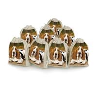 QMNRTK Basset Hound 8 PCS Muslin Bags with Drawstring Sachet Bags Empty Small Cotton Drawstring Bag Muslin Reusable & Washable Cotton Bag for Herb Spice Candy Soap Jewelry Wedding Gift Pouches