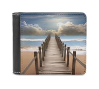 QMNRTK Beach Bridge Leather Wallet Bifold Wallet for Men Women Rfid Blocking Bifold, Extra Capacity Ultra Strong Stitching Slim Billfold with 8 Card Slots, style, One Size