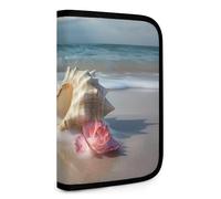 QMNRTK Beach Conch Seascape Multifunctional Compact Wallet Id Stronghold Waltlet Credit Card Holder Wallet Zipper Leather Case Purse Rfid Blocking Bifold Wallet for Men Women, style, One Size