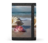 QMNRTK Beach Conch Seascape Triple Fold Wallet,Slim Wallet Personalized Engraved Rfid Blocking Wallet for Men And Women, style, One Size