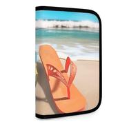 QMNRTK Beach Flip Flops Multifunctional Compact Wallet Id Stronghold Waltlet Credit Card Holder Wallet Zipper Leather Case Purse Rfid Blocking Bifold Wallet for Men Women, style, One Size