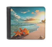 QMNRTK Beach Landscape Leather Wallet Bifold Wallet for Men Women Rfid Blocking Bifold, Extra Capacity Ultra Strong Stitching Slim Billfold with 8 Card Slots, style, One Size