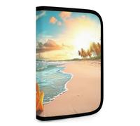 QMNRTK Beach Landscape Multifunctional Compact Wallet Id Stronghold Waltlet Credit Card Holder Wallet Zipper Leather Case Purse Rfid Blocking Bifold Wallet for Men Women, style, One Size
