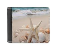 QMNRTK Beach Seashell Starfish Leather Wallet Bifold Wallet for Men Women Rfid Blocking Bifold, Extra Capacity Ultra Strong Stitching Slim Billfold with 8 Card Slots, style, One Size
