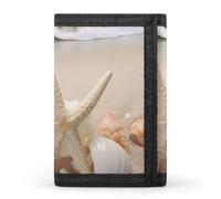 QMNRTK Beach Seashell Starfish Triple Fold Wallet,Slim Wallet Personalized Engraved Rfid Blocking Wallet for Men And Women, style, One Size