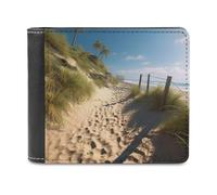 QMNRTK Beach Themed Leather Wallet Bifold Wallet for Men Women Rfid Blocking Bifold, Extra Capacity Ultra Strong Stitching Slim Billfold with 8 Card Slots, style, One Size