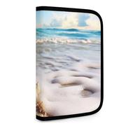QMNRTK Beach With Shells Multifunctional Compact Wallet Id Stronghold Waltlet Credit Card Holder Wallet Zipper Leather Case Purse Rfid Blocking Bifold Wallet for Men Women, style, One Size