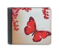 QMNRTK Beautiful Red Butterfly Leather Wallet Bifold Wallet for Men Women Rfid Blocking Bifold, Extra Capacity Ultra Strong Stitching Slim Billfold with 8 Card Slots, style, One Size