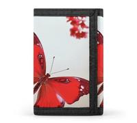 QMNRTK Beautiful Red Butterfly Triple Fold Wallet,Slim Wallet Personalized Engraved Rfid Blocking Wallet for Men And Women, style, One Size