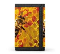 QMNRTK Bee Picking Nectar Triple Fold Wallet,Slim Wallet Personalized Engraved Rfid Blocking Wallet for Men And Women, style, One Size