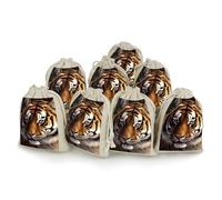 QMNRTK Bengal Tiger 8 PCS Muslin Bags with Drawstring Sachet Bags Empty Small Cotton Drawstring Bag Muslin Reusable & Washable Cotton Bag for Herb Spice Candy Soap Jewelry Wedding Gift Pouches