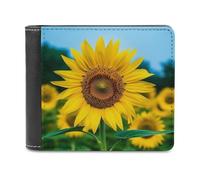 QMNRTK Beutiful Sunflower Leather Wallet Bifold Wallet for Men Women Rfid Blocking Bifold, Extra Capacity Ultra Strong Stitching Slim Billfold with 8 Card Slots, style, One Size