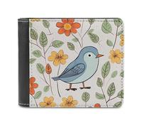QMNRTK Bird And Flower Leather Wallet Bifold Wallet for Men Women Rfid Blocking Bifold, Extra Capacity Ultra Strong Stitching Slim Billfold with 8 Card Slots, style, One Size