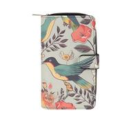 QMNRTK Bird And Flower Pattern Credit Card Wallet Rfid Blocking Slim Bifold Genuine Leather Minimalist Front Pocket Wallets Keychain Wallet for Men And Women, style, 19.7x11x3.5cm